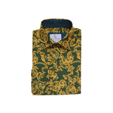 Green & Yellow Floral Dress Shirt - Front View