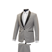 2pc Light Grey Shawl Lapel Tuxedo - Slim Fit - Side View
