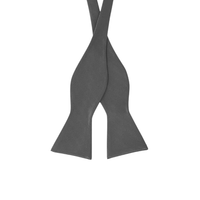 Grey Self Solid Tie Bow Tie - Front View