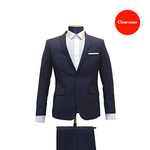 2pc Navy Blue Textured Suit - Slim Fit - Front View