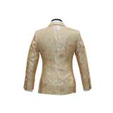 Baby Pink & Gold Shawl Lapel Floral Blazer - Back View