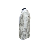 White & Silver Shawl Lapel Floral Blazer - Side View
