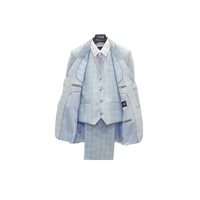 4pc Light Blue & White Check Boy's Suit - Open View