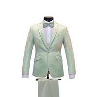 3pc Mint Green & Gold Sparkle Pattern Tuxedo - Front View