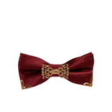 Burgundy & Gold Crystal Ornament Bow Tie - Front View