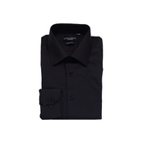 Black Solid Dress Shirt - Slim Fit - Front View