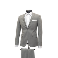 2pc Grey Diamond Dot Pattern Suit - Slim Fit - Side View