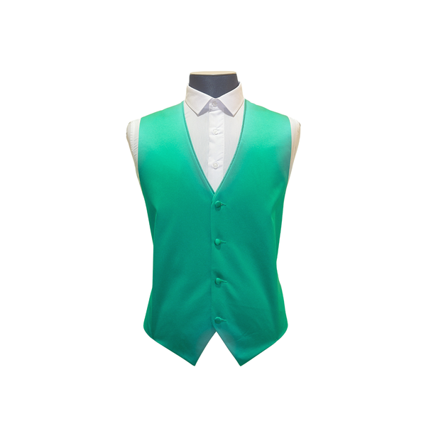 Green Solid Satin Vest - Front View