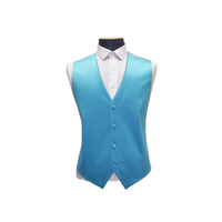 Turquoise Solid Satin Vest - Front View