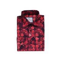 Red Kaleidoscope Pattern Dress Shirt - Front View