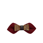 Burgundy & Gold Cotton Metal Ornament Bow Tie - Front View