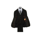 4pc Black Solid Boy's Suit - Open View