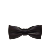 Black Faux Leather Bow Tie - Front View