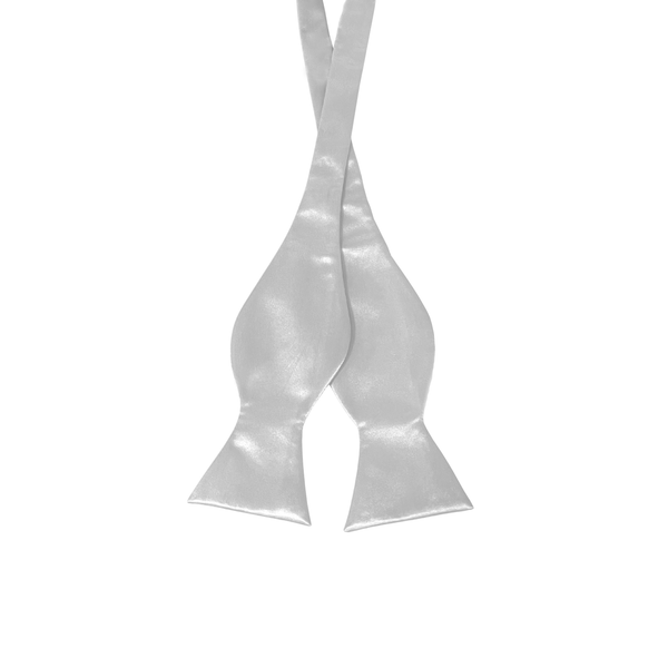 Silver Solid Self Tie Bow Tie - Front View