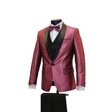 3pc Magenta Pink & Black Diamond Pattern Tuxedo - Side View