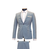 2pc Light Blue Check Suit - Slim Fit - Side View