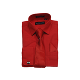 Red Solid Cufflink Dress Shirt - Classic Fit - Front View