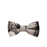 Butterfly Pattern Faux Leather Bow Tie - Front View