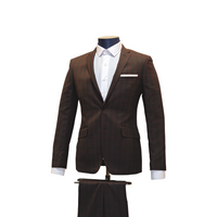 2pc Burgundy & Black Plaid Suit - Slim Fit - Side View