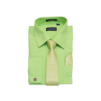 Lime Green Solid Cufflink Dress Shirt - Classic Fit - Front View