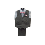 Grey & Pink Boy's Vest Set - Front View