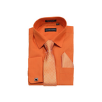 Orange Solid Cufflink Dress Shirt - Classic Fit - Front View