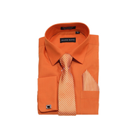Orange Solid Cufflink Dress Shirt - Classic Fit - Front View