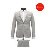 2pc Light Grey Check Suit - Slim Fit - Front View