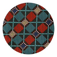 Teal and Red Square Pattern Silk Tie - Swatch