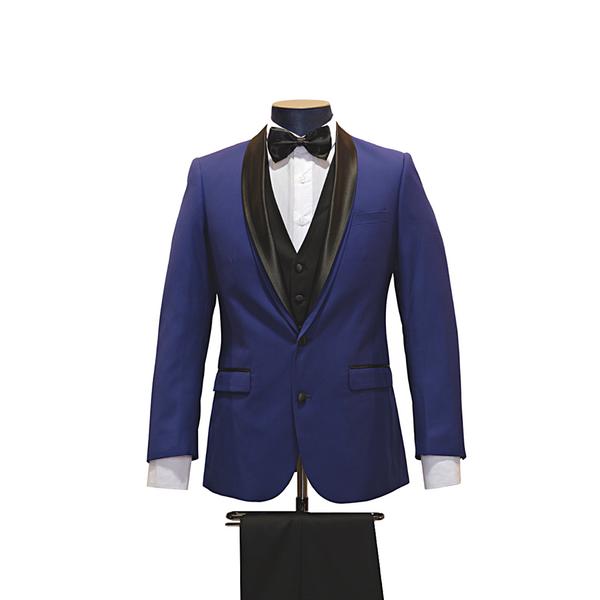 3pc Royal Blue Shawl Lapel Tuxedo - Front View