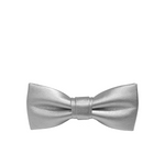 Silver Faux Leather Bow Tie - Front View