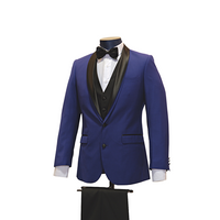 3pc Royal Blue Shawl Lapel Tuxedo - Side View