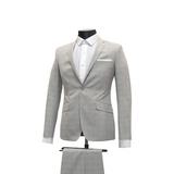 2pc Light Grey Check Suit - Slim Fit - Side View