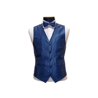 Royal Blue & Black Houndstooth Pattern Vest Set - Front View