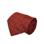 Red & Black Damask Pattern Silk Tie - Front View