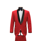 2pc Red Shawl Lapel Tuxedo - Front View
