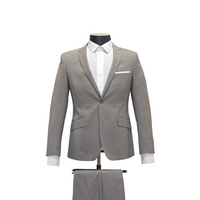 2pc Light Grey Wool Suit - Slim Fit - Front View