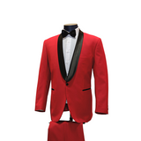 2pc Red Shawl Lapel Tuxedo - Side View