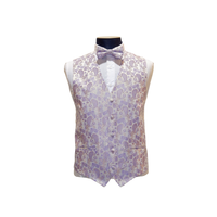Lavender & White Paisley Pattern Vest Set - Front View