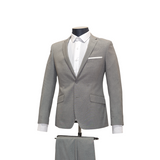 2pc Light Grey Wool Suit - Slim Fit - Side View