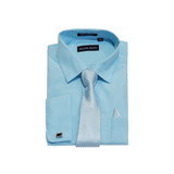 Robin Egg  Solid Cufflink Dress Shirt - Classic Fit - Front View