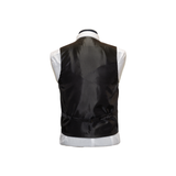 Grey & Black Plaid Vest Set - Back View