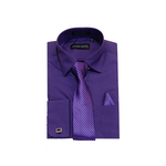 Eggplant Purple Solid Cufflink Dress Shirt - Classic Fit - Front View