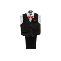 Black & White Velvet Boy's Vest Set - Front View