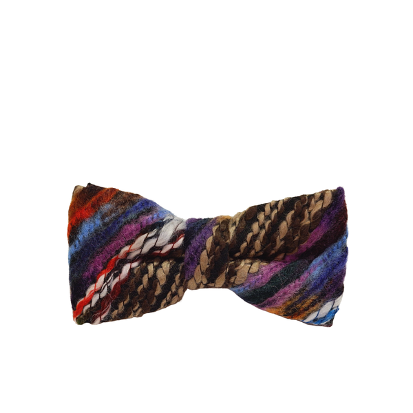 Multicolour Purple Yarn Bow Tie - Front View