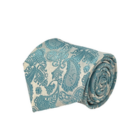Turquoise Paisley Pattern Silk Tie - Front View