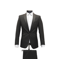 2pc Black Shawl Lapel Tuxedo - Slim Fit - Front View