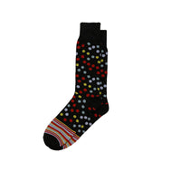 Black & Red Polka Dot Striped Pattern Dress Socks - Front View