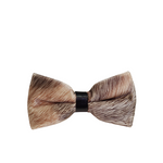 Beige & Brown Velvet Abstract Pattern Bow Tie - Front View