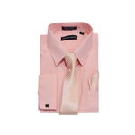 Baby Pink Solid Cufflink Dress Shirt - Classic Fit - Front View